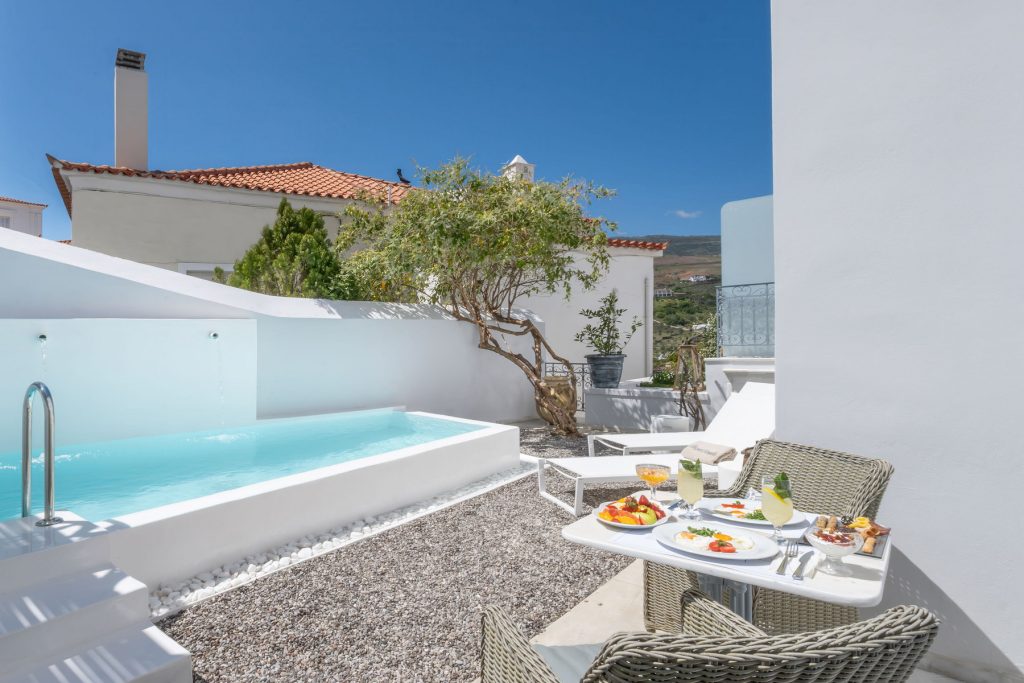 2 room suite private pool andros island 04